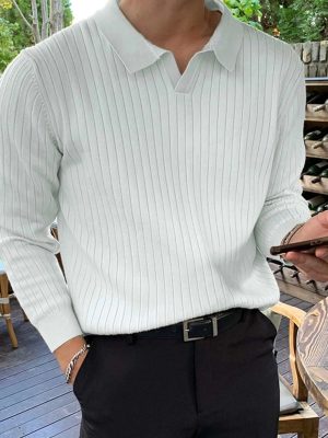 Casual Solid Ribbed Knit Sweater
