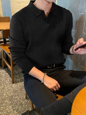 Casual Solid Ribbed Knit Sweater