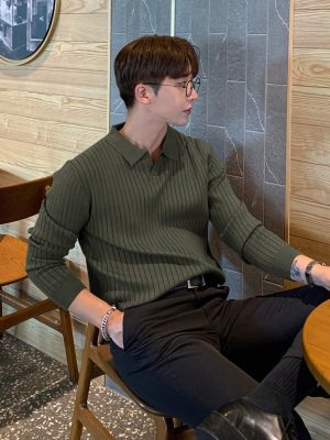 Casual Solid Ribbed Knit Sweater