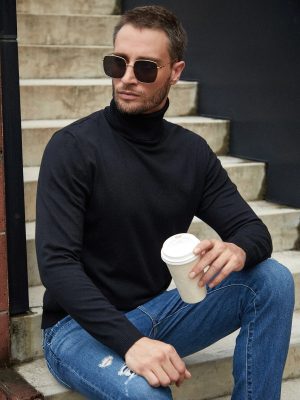 Solid Turtle Collar Sweater