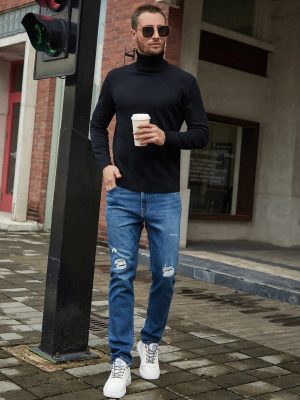 Solid Turtle Collar Sweater