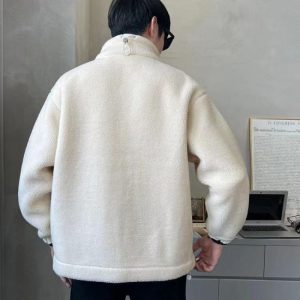 Stand Up Collar Letters Patterned Jacket