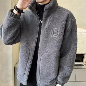 Stand Up Collar Letters Patterned Jacket