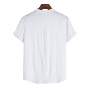S123 White Cotton And Linen T-Shirt