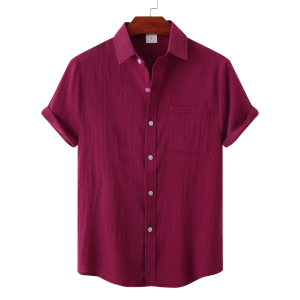S12 Solid Cotton And Linen Lapel Shirt