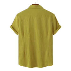 S12 Solid Cotton And Linen Lapel Shirt