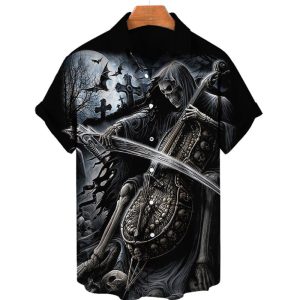 Men’s Hawaiian Skull Printed Shirts
