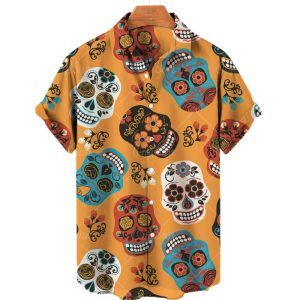 Men’s Hawaiian Skull Printed Shirts