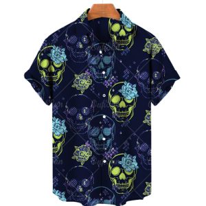 Men’s Hawaiian Skull Printed Shirts