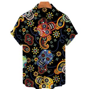 Men’s Hawaiian Skull Printed Shirts