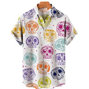 Men’s Hawaiian Skull Printed Shirts