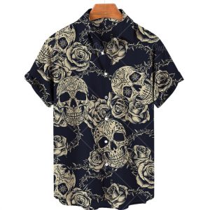 Men’s Hawaiian Skull Printed Shirts