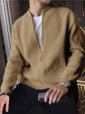 Zip Up Ribbed Knit Cardigan