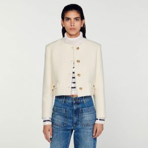 Cropped bouclé wool jacket