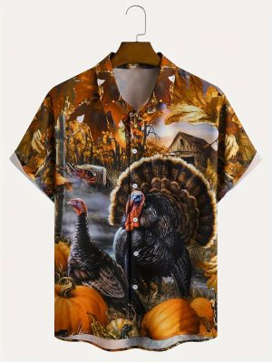 Men’s Thanksgiving Turkey Printed Shirt