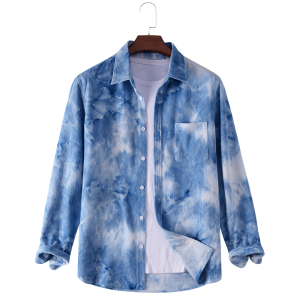 Blue Tie-Dye Corduroy Button Down Shirt
