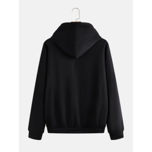 Men’s Black Halloween Print Fashion Hooded Long Sleeve Sweatshirt
