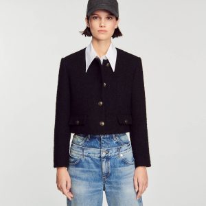 Cropped bouclé wool jacket