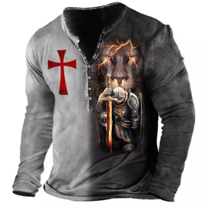 Men’s Vintage Cross Print Long Sleeve T-Shirt