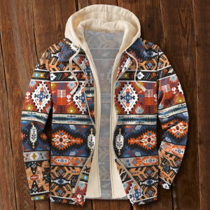 Men’s Casual Ethnic Print Hooded Jacket