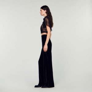 Wide-leg velvet pants