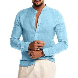 Men’s Linen Long Sleeve Shirt Cardigan