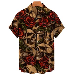 Men’s Hawaiian Skull Printed Shirts