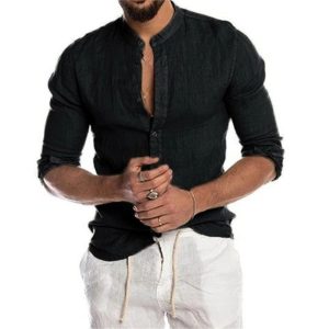 Men’s Linen Long Sleeve Shirt Cardigan
