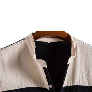 Orange Black Patchwork Full Sleeve Shirt